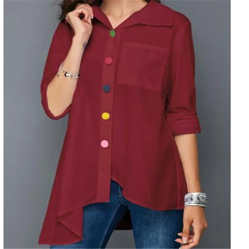 Женская Асимметричная офисная рубашка женская наивысшего размера плюс 5XL