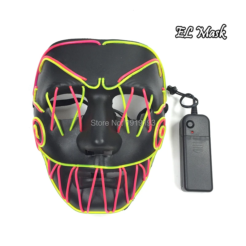Rave костюм для вечеринки Sawtooth дизайн Led маска на Хеллоуин в виде черепа шок тема EL