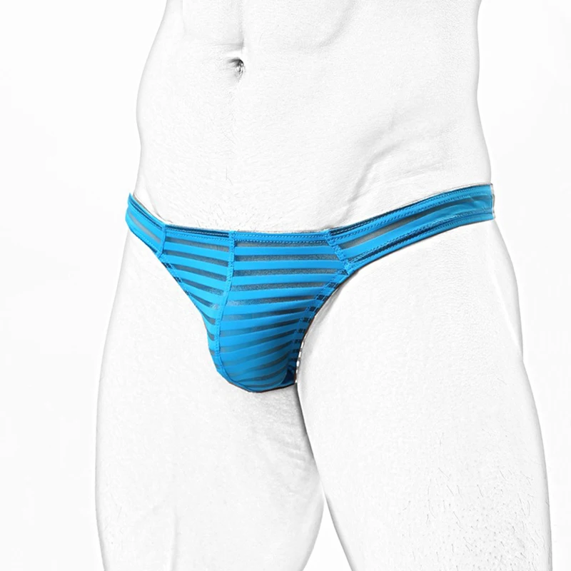 

3PCS Sexy Low Waist Comfortable G-Strings & Thongs Striped Slim Translucent Men's Thong Low Waist Sexy Fashion Underwear Men