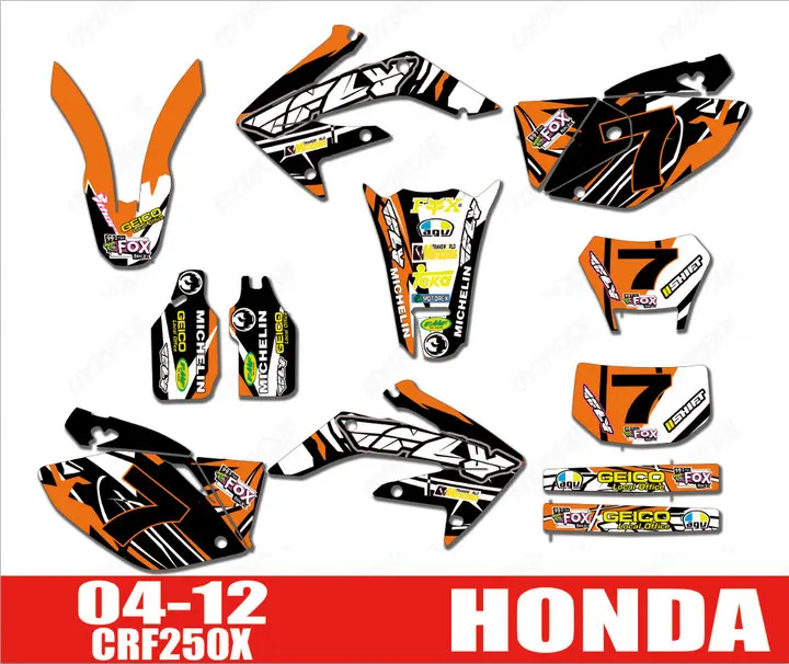 Графические наклейки на мотоцикл Honda CRF250X 2004-2016 годов.