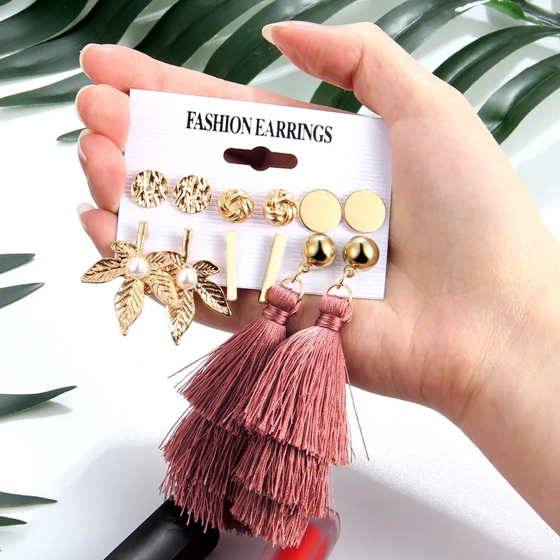 Женские серьги подвески Hesiod многоцветные геометрической формы в стиле бохо