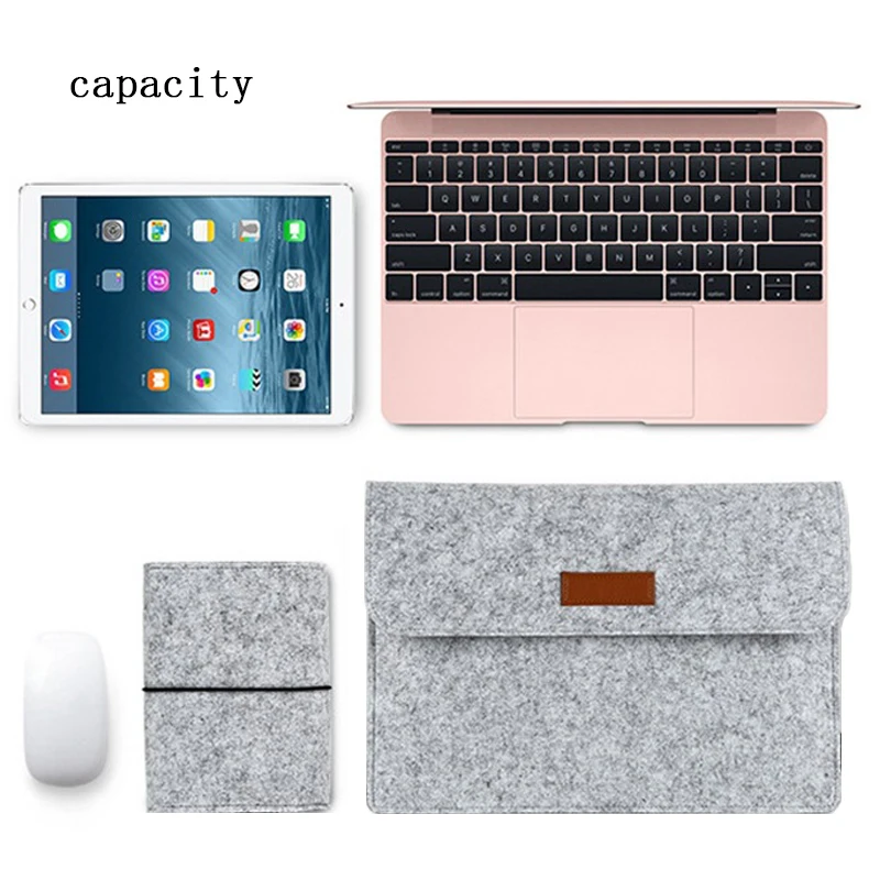 Шерстяной войлочный рукав сумка для ноутбука для Macbook Pro 13 retina 11 12 14 15 чехол для Xiaomi Air 12,5 13,3 15,6 поверхность ноутбука 13,5 крышка
