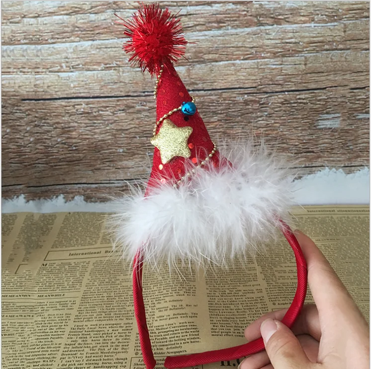 

Christmas Hat Hairbands with Pentacle Sequin Headdress And Feather