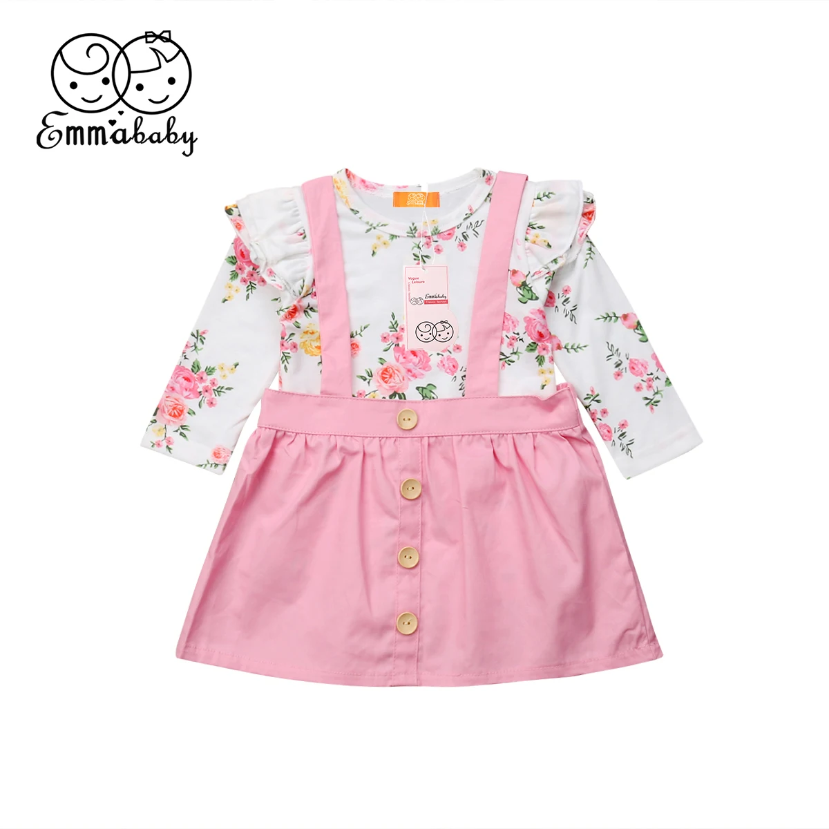 Комплект из 2 предметов Одежда для новорожденных комбинезон с цветочным рисунком