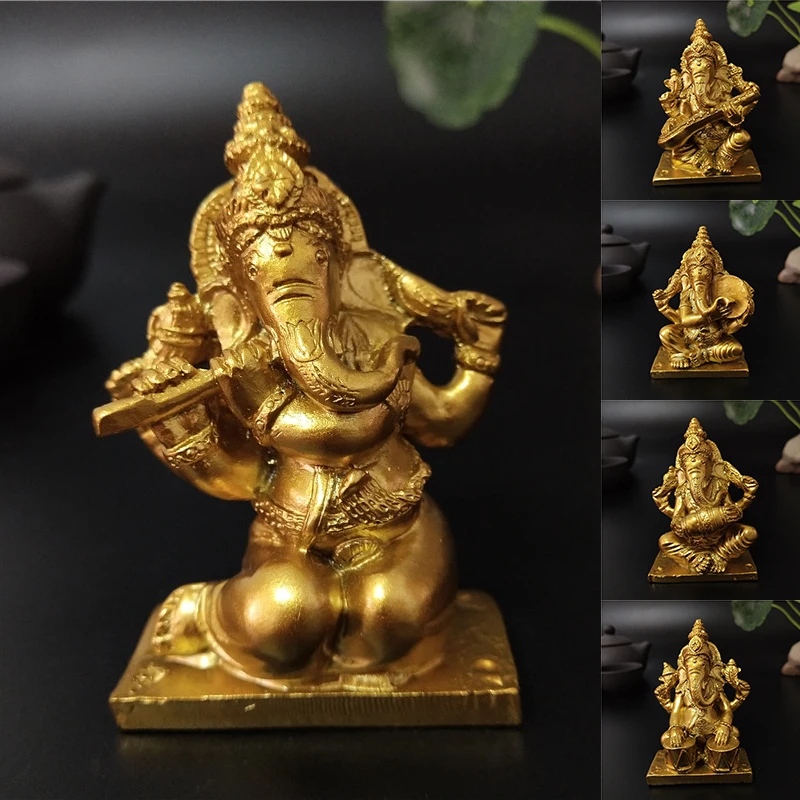 Статуя Будды Golden Lord Ganesha музыкальная статуя бога слона статуэтка Ганеша