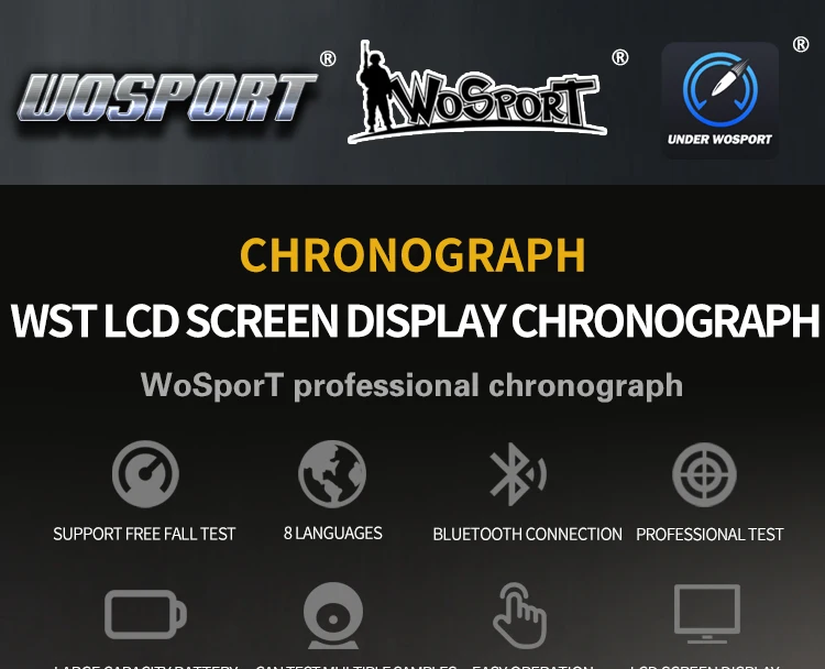 WoSporT цифровой чип Тахометр Тактический хронограф Модернизированный тестер скорости измерения ЖК-экран дисплей хронограф Bluetooth