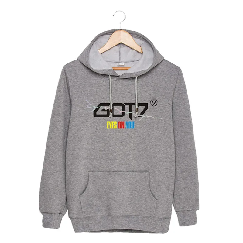 KPOP/Корейская мода GOT7 новые хлопковые толстовки с капюшоном и надписью глаза на
