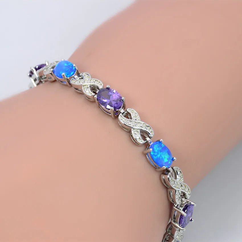 Браслет женский с голубым огненным опалом и фианитом|fire opal bracelet|opal braceletbracelet 925