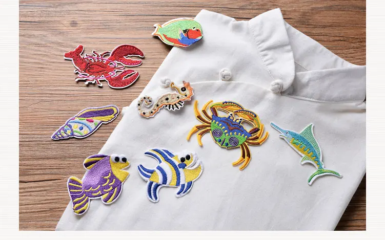 5 шт. Мультфильм Подводный мир Рыба Вышивка Животные наклейки Одежда патч DIY