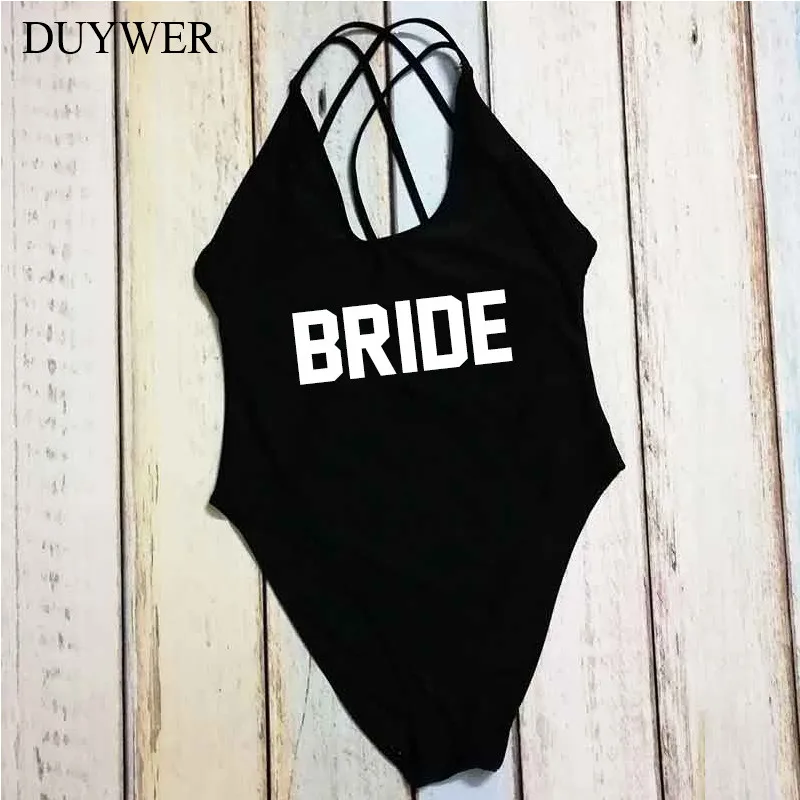 Красный Одна деталь купальник BRIDE SQUAD с принтом букв купальники бикини высокой