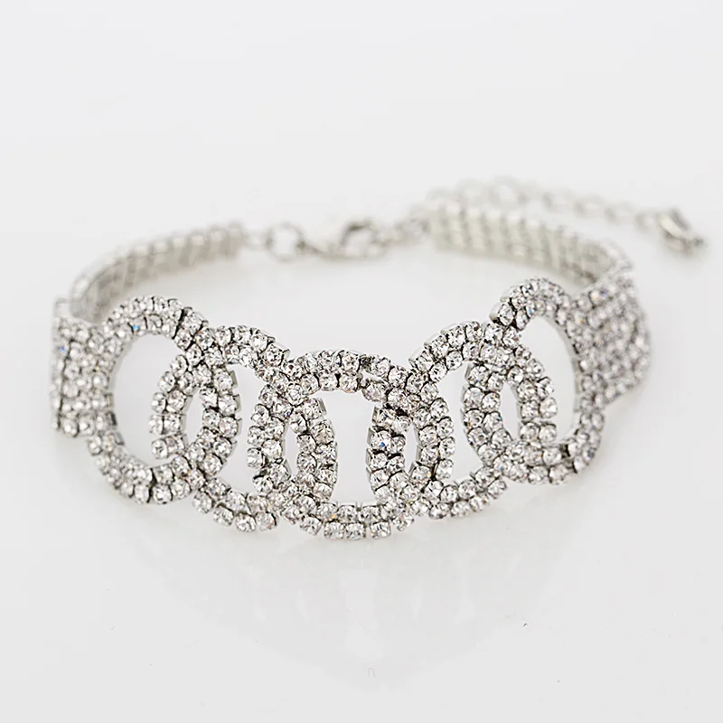 2017 Роскошные браслеты с кристаллами для женщин серебряные и свадебные украшения