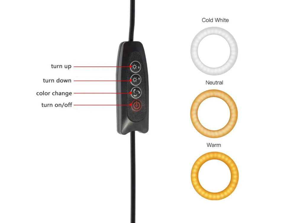 Walkingway 6" Photography Lighting Dimmable LED Selfie Light Ring Light Youtube Live Video Makeup Photo Studio Light USB Plug