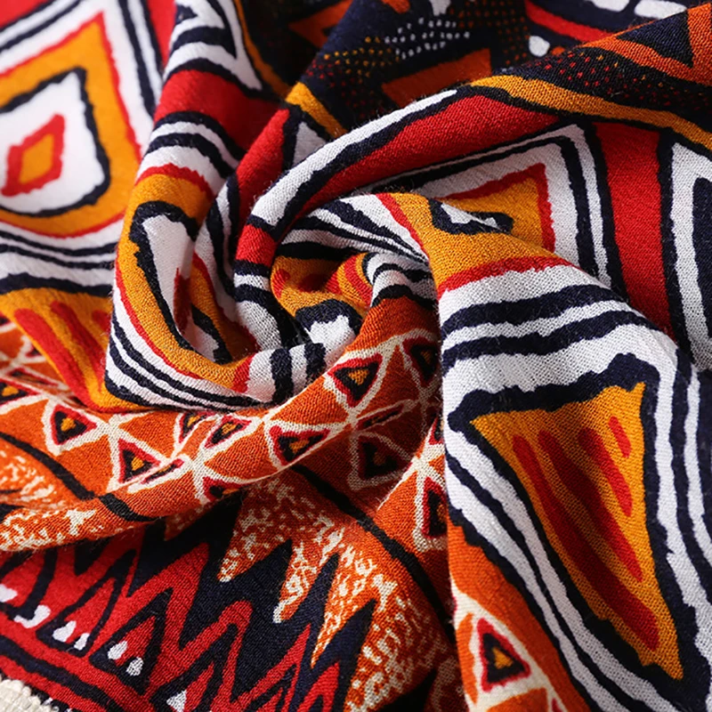 Boho Summer Casual Blouse Plus Size Women Top Multicolor Print Flare Sleeve Kimono Tassel Ladies Blusas Mujer Beach Long |