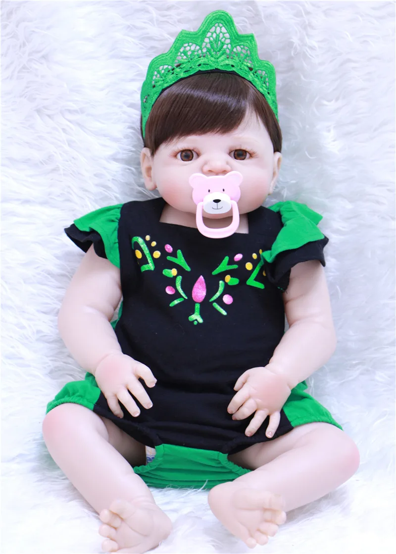 

Full Vinyl silicone 57cm Lifelike Silicone Reborn Baby 23'' Newborn Baby Dolls handmade realistic sweet princess play house