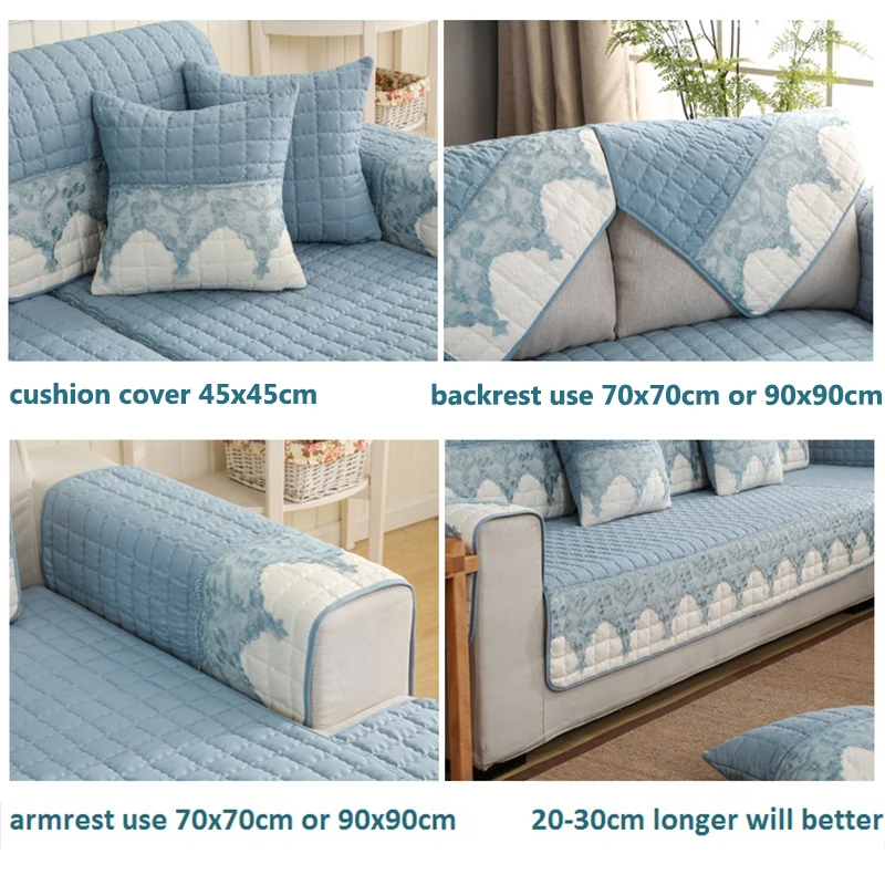 Plaid Sofa Covers Lace Decoration Sectional Slipcovers Anti-slip Corner Cover Four Seasons For Living Room 1 Pcs | Дом и сад