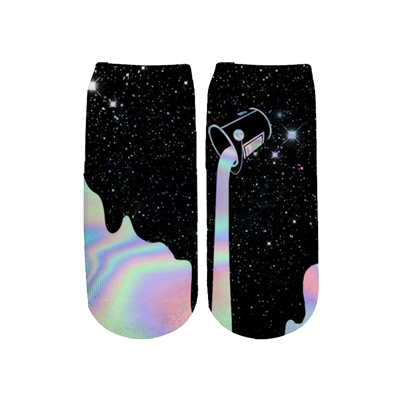 PLstar Cosmos art забавные молочные космические Galaxy носки летние модные 3D хлопковые носки красочные теплые короткие носки женские носки