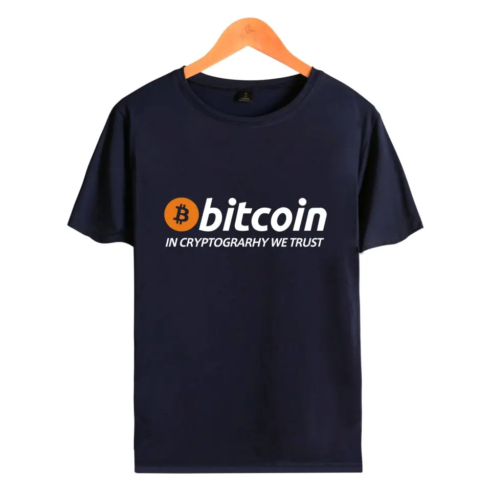 Два шага Новый Bitcoin в cryptograrhy We Trust футболка Для мужчин женщин Летняя одежда