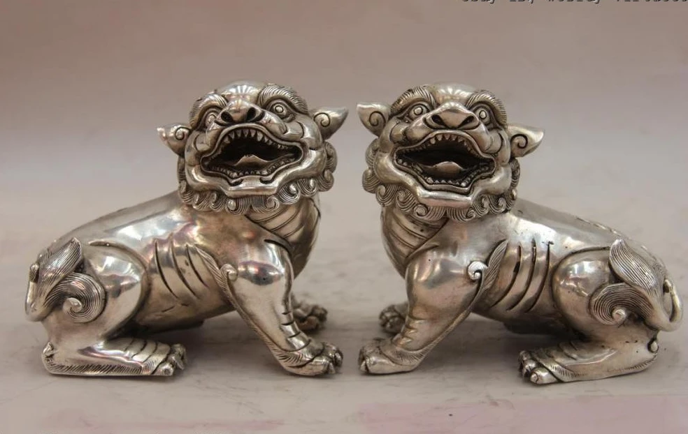 Китай Белый Медный Серебряный домашний фэн шуй счастливая собака