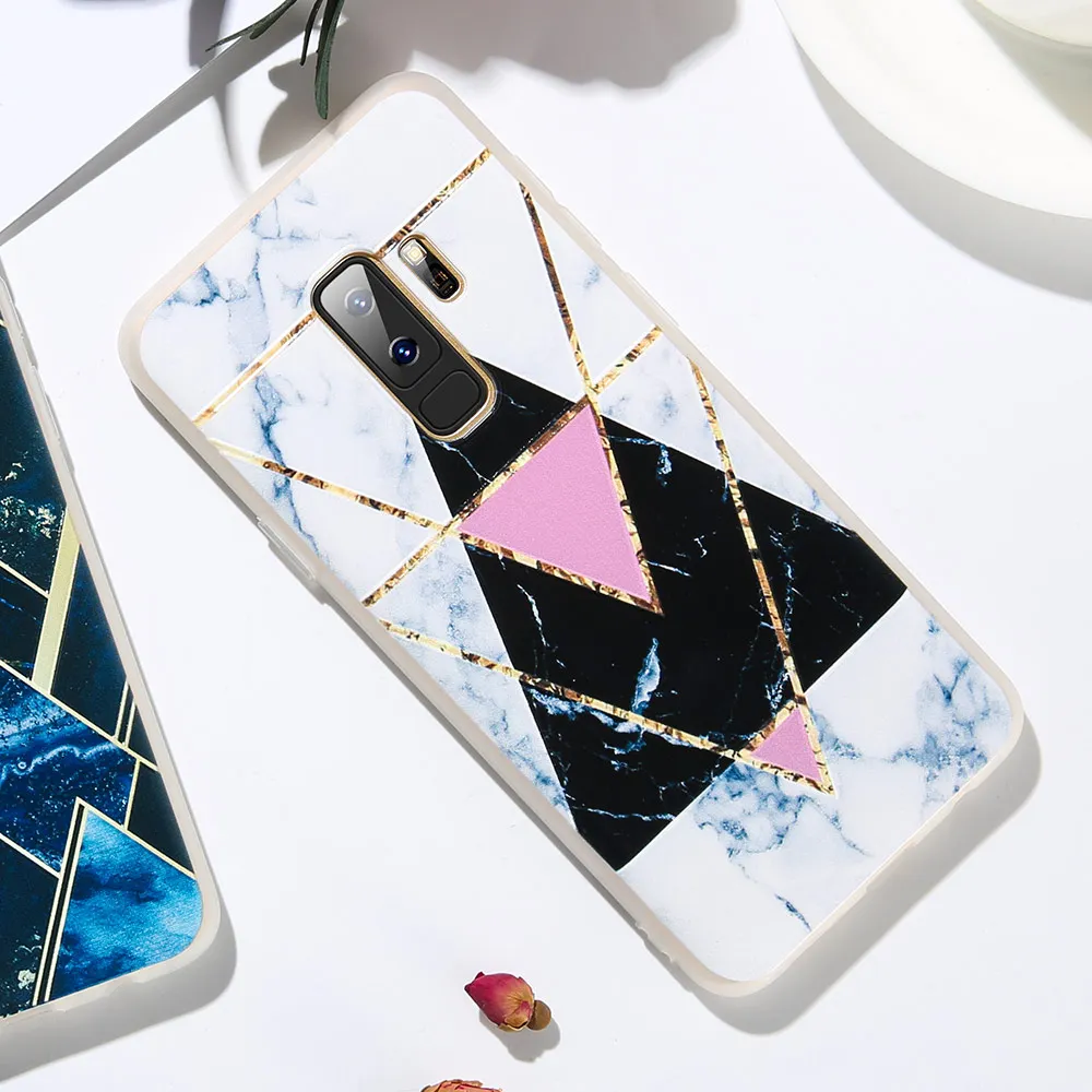 KISSCASE геометрический помощи чехол для samsung S9 силиконовый под мрамор Galaxy A7 A5 J3 J5 2018
