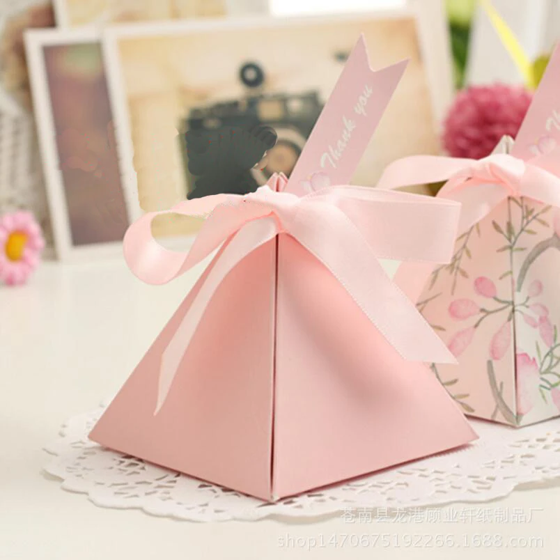 20 шт./лот свадебные вечерние коробки в стиле пирамиды милые с весенним цветком