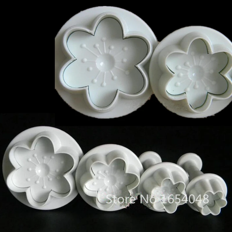 Newestl 4PCS /Lot Peach Blossom Cake Molds For Flower SGS LFGB Safety Bakeware Decorating Plunger Cutter | Дом и сад