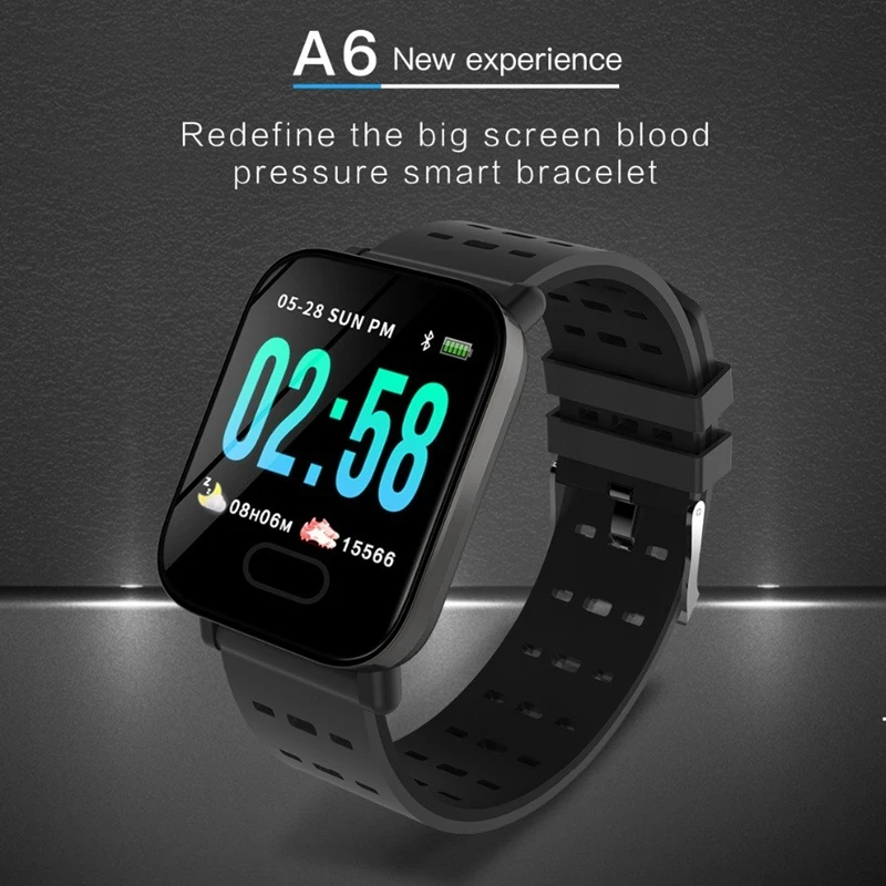 Slimy A6 Smart Watch with Heart Rate Monitor Fitness Tracker Blood Pressure Smartwatch Waterproof For Android IOS PK Q8 V6 S9 | Наручные