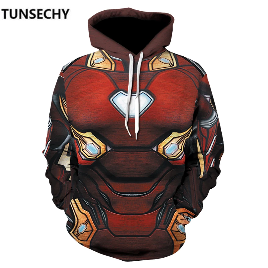 TUNSECHY 2018 мужские толстовки Модные с 3D принтом Человека-паука Уличная Повседневная