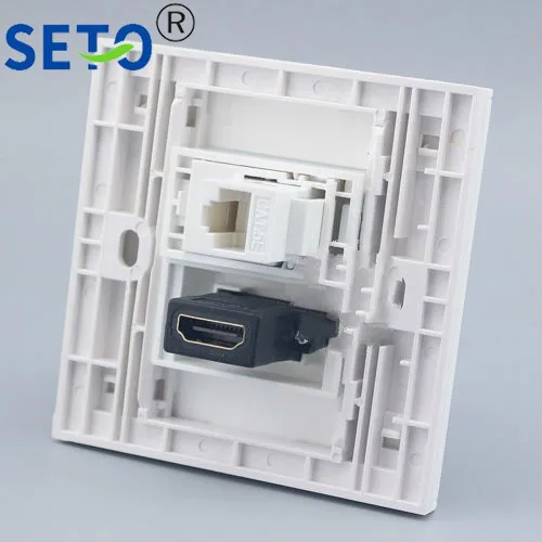 Настенная лицевая пластина RJ45 Cat5e LAN линейная + HDMI настенная розетка |