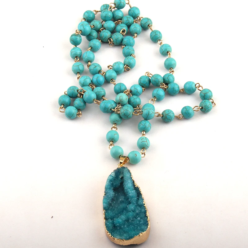 Бесплатная доставка цепочка с голубыми бусинами и подвесками-капельками |