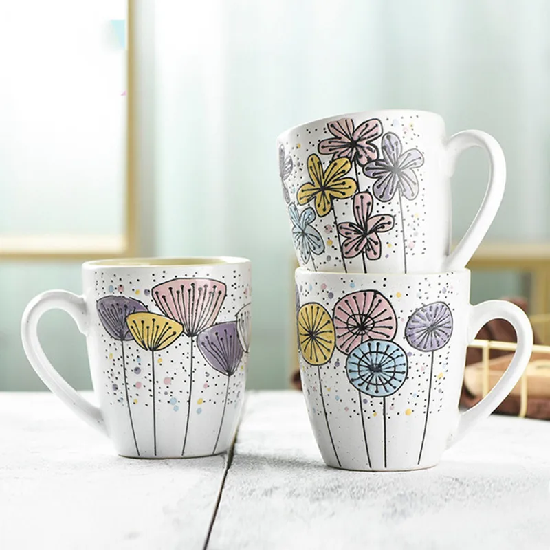 420 мл ручная роспись цветок керамическая кофейная кружка украшения для дома