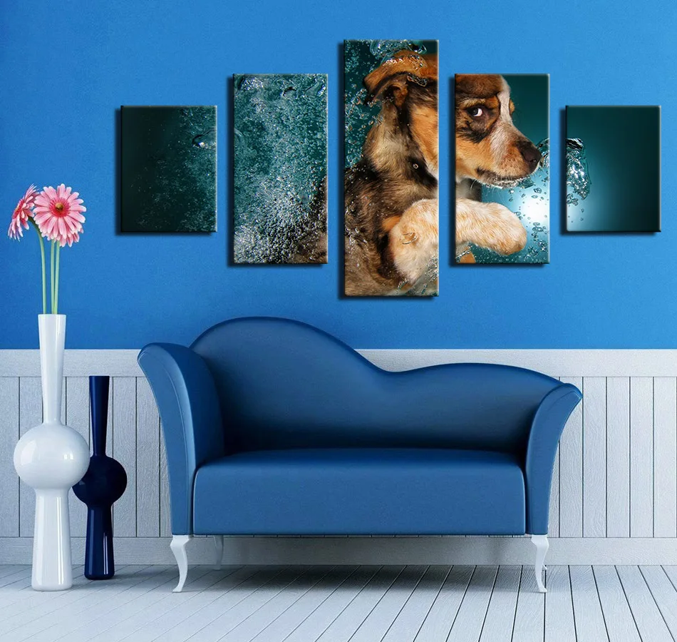 Картина без рамы 5 шт. с изображением милых животных на холсте для гостиной