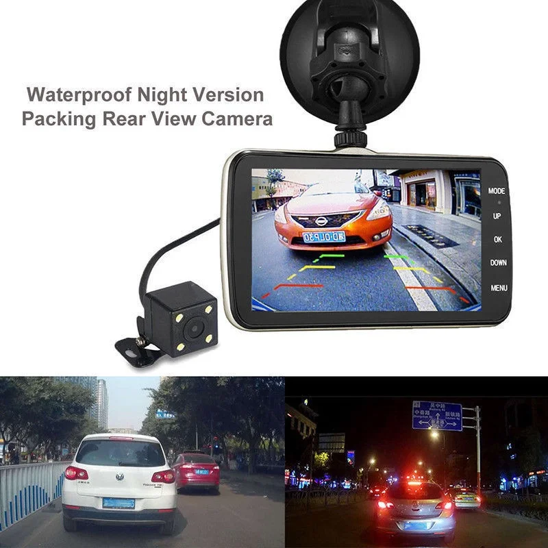 40 шт./лот 1080P 4 &quotHD LCD с двумя объективами Автомобильный видеорегистратор камерой