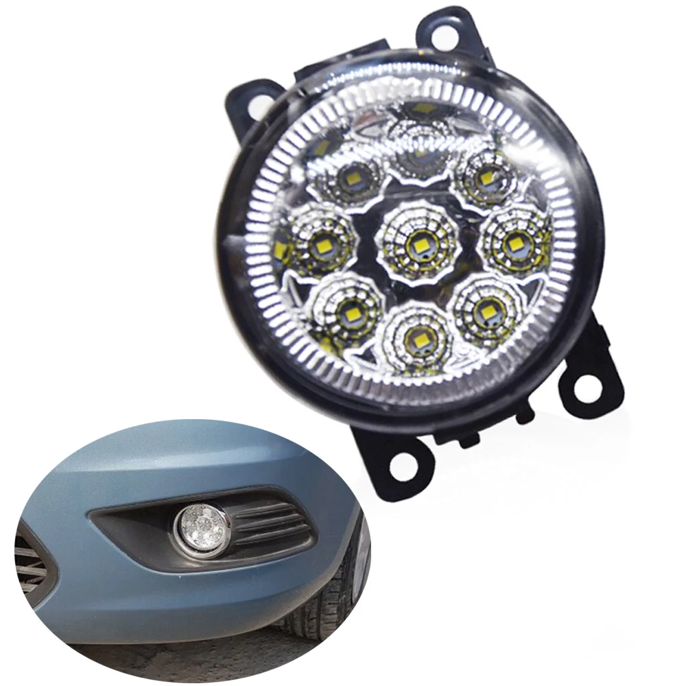 

Wooeight 1 шт. вправо = левый круглый спереди 55 Вт 9 Светодиодный светильник тумана DRL противотуманные вождения светильник 4F9Z-15200-AA для Ford Focus Honda