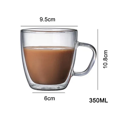 350ML 450 мл стеклянная чашка с двойными стенками, пивные кофейные кружки ручной работы, кружка с изоляцией для напитков, чай, молочный фруктовый сок, чашка, креативный подарок, посуда для напитков - Цвет: 350ML