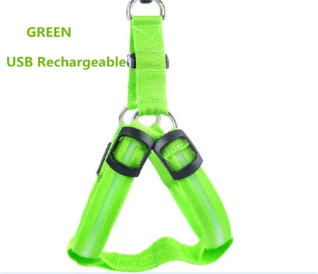 Green USB C05 нейлоновый светодиодный жгут безопасности для домашних животных, мигающий светильник, светодиодный жгут на грудь для собак, регулируемый светодиодный ошейник для собак, жилет, зарядка от аккумулятора/usb - Цвет: Green USB