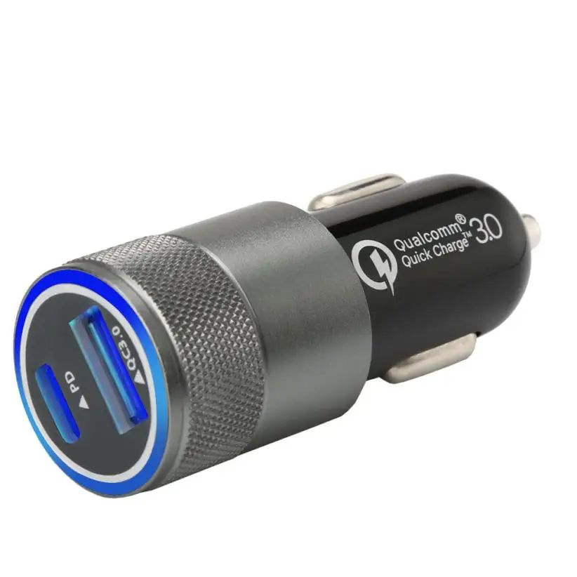 Fest отправка Type C_PD из алюминиевого сплава QC3.0 LED полупрозрачный дисплей двойной USB