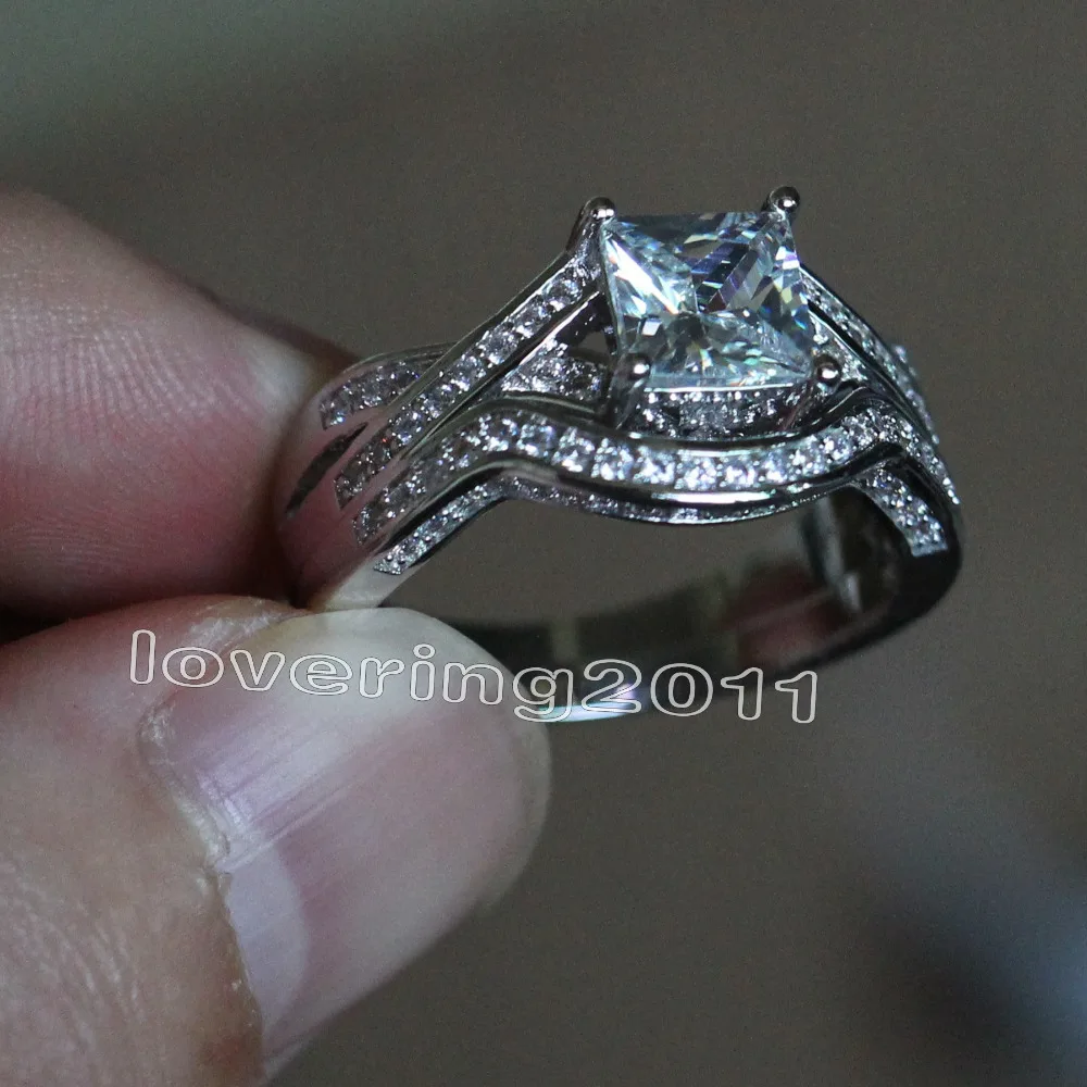 Оптовая продажа крутые Роскошные ювелирные изделия 10KT белое золото принцесса