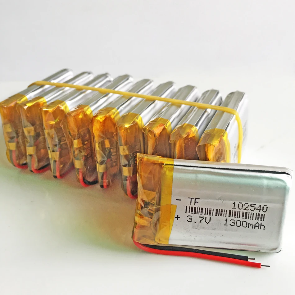 Batería recargable de polímero li-po 3,7 para mp3, DVR, GPS, PDA, herramientas, lámparas LED, 1300, 102540, 982438 V, 102541 mAh, 10 piezas