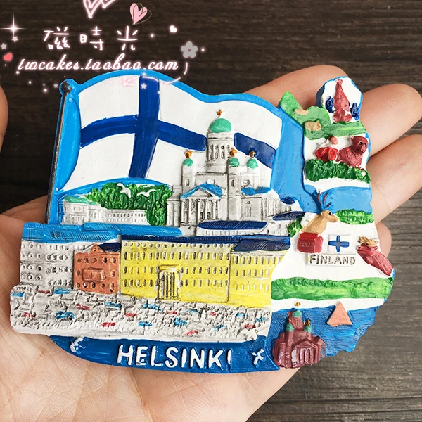 Новая мода ручная роспись Helsinki Finland 3D магниты на холодильник туристические сувениры холодильник магнитные наклейки украшение дома