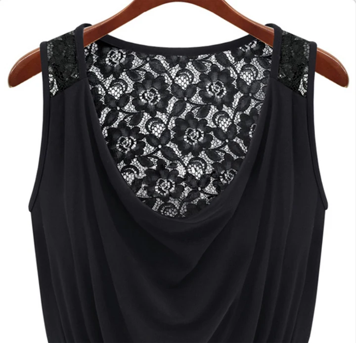 Lace Pleated Sleeveless O Neck Back Hollow Out Sexy Fashion Women Summer Dress 2014 | Женская одежда