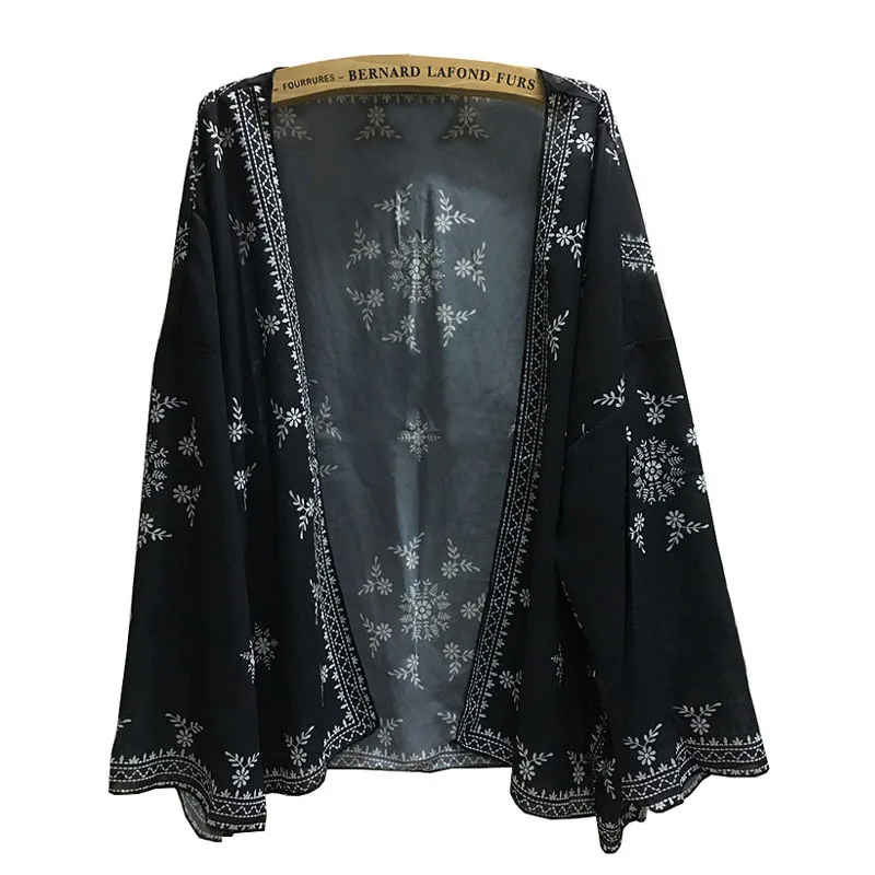 Летний стиль 2017 женские топы модные 3/4 рукав спереди открытое кимоно кардиган