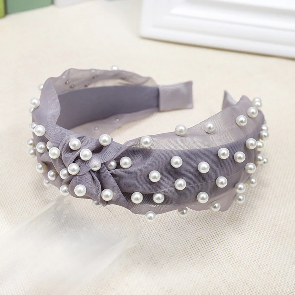 Корейская повязка на голову с кружевным узлом большим жемчугом Женская обруч для