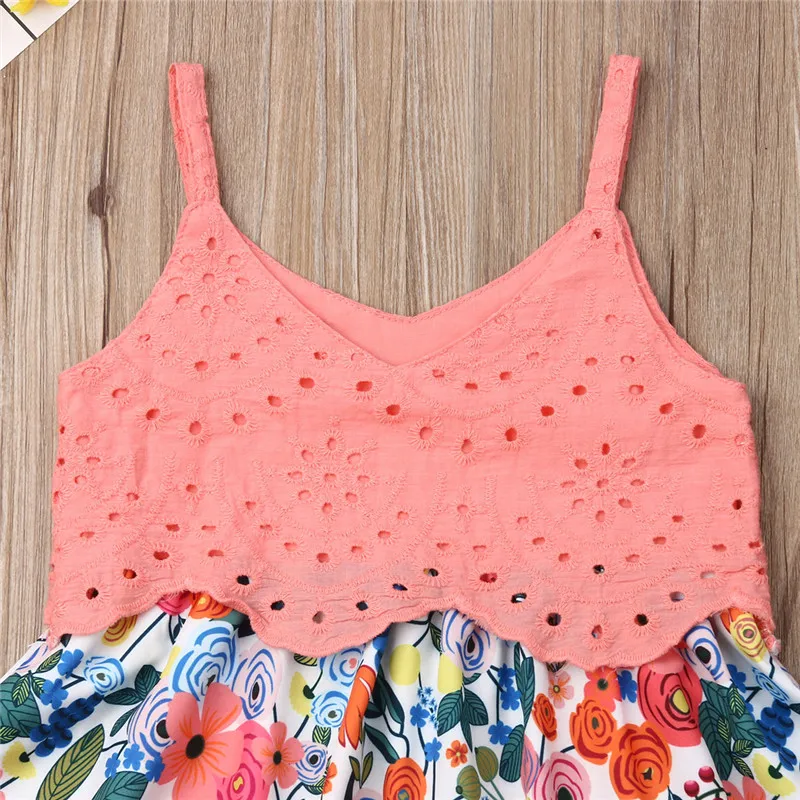 2019 летняя детская одежда для маленьких девочек сарафан с цветочным рисунком