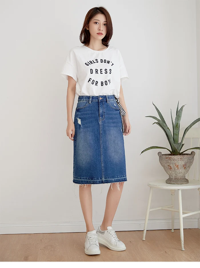 Женская джинсовая юбка LEIJIJEANS, модная повседневная всесезонная юбка из денима с потертостями, большие размеры 4XL 5XL 6XL