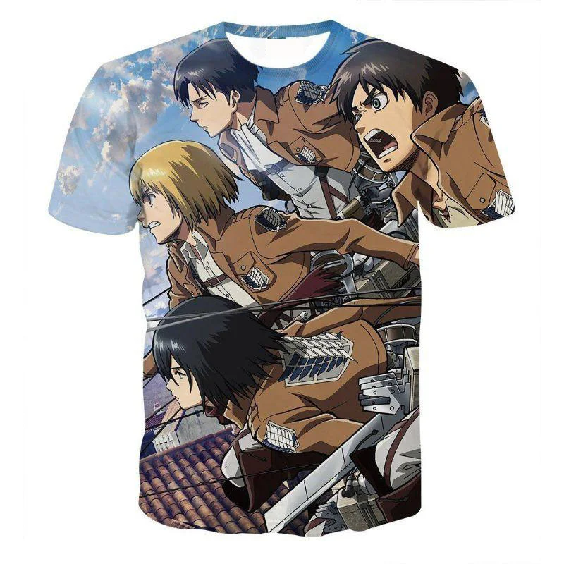 Футболка Attack on Titan мужские 3d футболки с аниме рисунком Мужская футболка уличная футболка Homme летний обычный тройник одежда для мальчиков топы