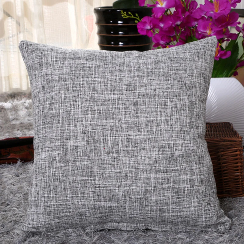 Винтаж хлопок лен одноцветные наволочка для дома на талии Suare диванная подушка