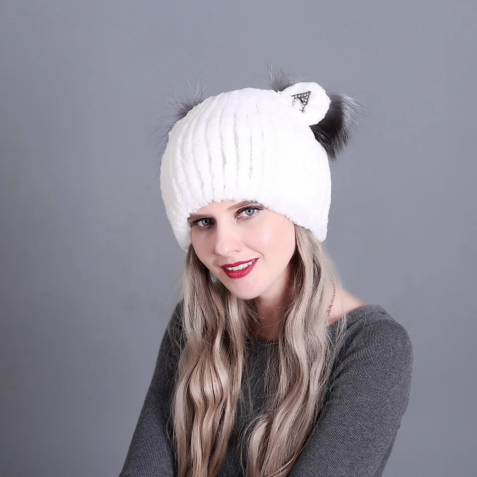 2018 зимняя женская меховая шапка из натурального кроличьего меха Рекс шапки