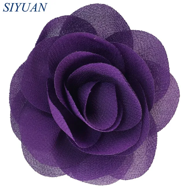 11-purple 10 шт./лот, 6 см, гофрированный Шифоновый Цветок, заколки для волос "сделай сам", аксессуар, свадебное украшение, повязка на голову с цветами, аксессуары TH256 - Цвет: 11-purple