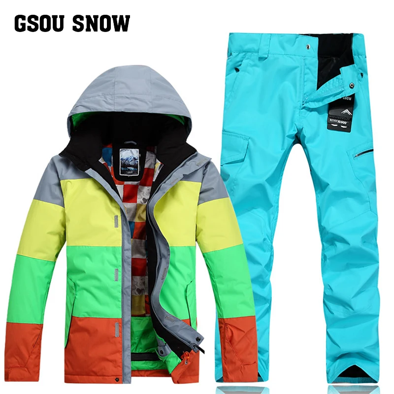 GSOU SNOW Мужской зимний теплый недорогой красивый горнолыжный и сноубордический костюм,горнолыжный костюм мужской