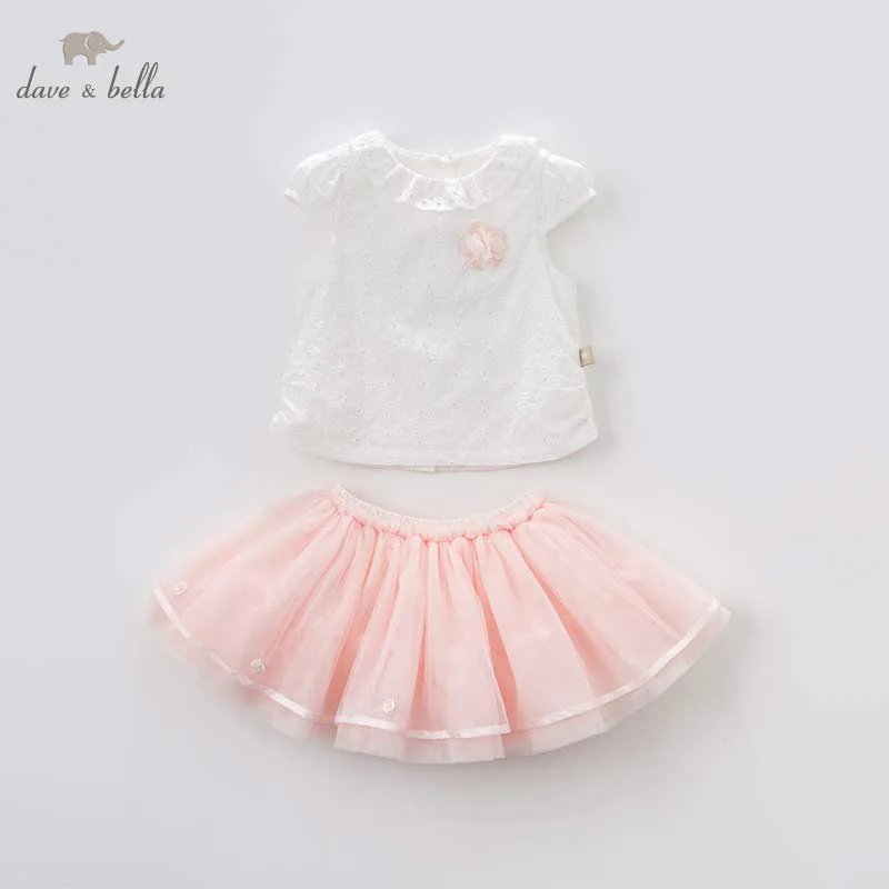Dave bella/летний комплект из 2 предметов для маленьких принцесс топ + юбка Милая